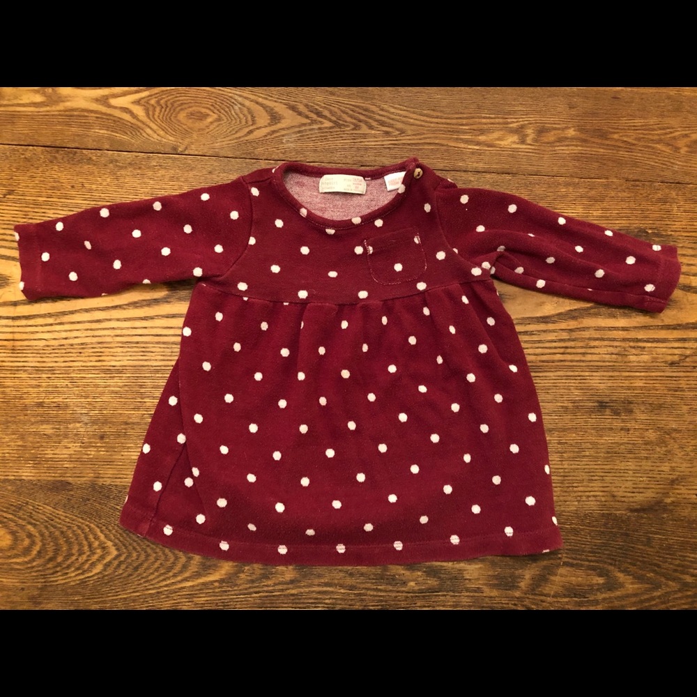 Zara Baby Girl Burgundy Polka Dot Shirt